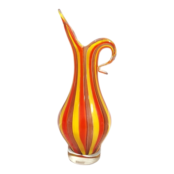 unmarked Accents Rare Orange Yellow Candy Cane Glass Vase Poshmark